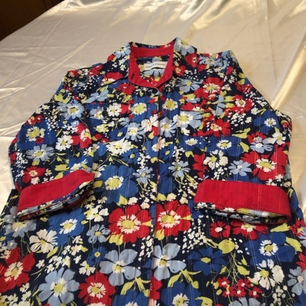 Vintage Alfred Dunner Floral Print Blouse Shirt Size 10